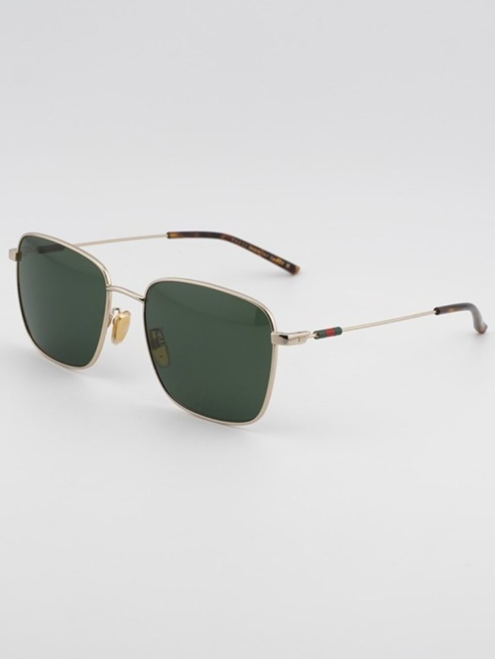 Gucci GG2097SK 002 Sunglasses Gold Square Frame, Green Lenses
